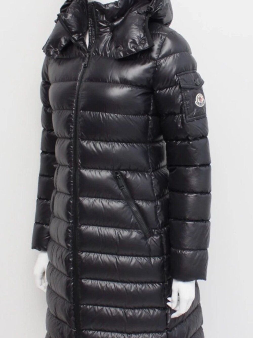 Moncler Moka Nylon Hooded Down Coat Black (Size 3 Womens)